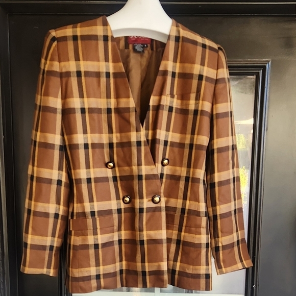 This Fall Trends😍😍😍SASSON Paris New‎ York vintage plaid ladies double - Picture 4 of 7